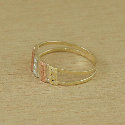 Gold cocktail ring, 'Parallel Bars' - Handcrafted 10k Gold Cocktail Ring from Brazil