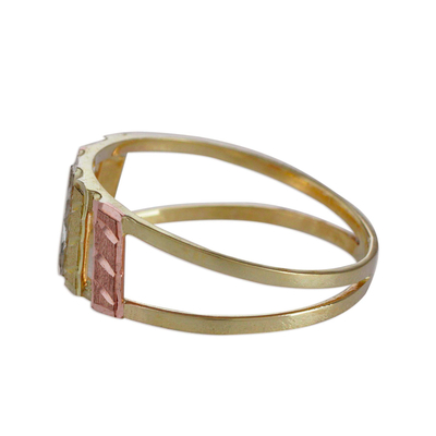 Gold cocktail ring, 'Parallel Bars' - Handcrafted 10k Gold Cocktail Ring from Brazil