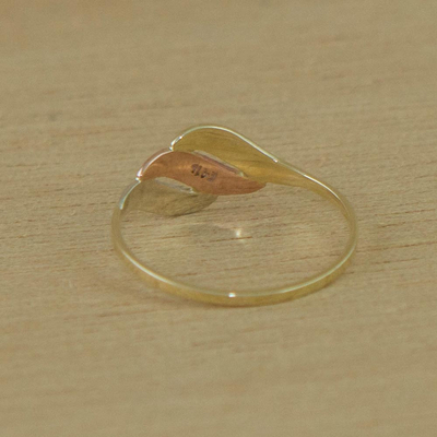 Gold cocktail ring, 'Gleaming Waves' - Handcrafted Wavy 10k Gold Cocktail Ring from Brazil