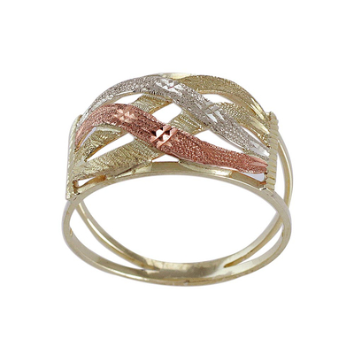 Gold cocktail ring, 'Textured Waves' - Artisan Crafted 10k Gold Cocktail Ring from Brazil