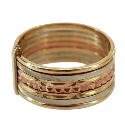 anillo de banda de oro - Anillo de banda ancha de oro de 10k hecho a mano de Brasil