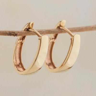 Gold hoop earrings, 'Flash of Sun' - High-Polish 10k Gold Hoop Earrings from Brazil