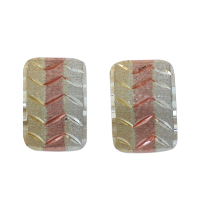 Gold drop earrings, 'Zigzag Elegance' - Tricolor 10k Gold Drop Earrings from Brazil
