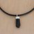 Tourmaline pendant necklace, 'Sculpted Strength' - Black Tourmaline Pendant Necklace with Black Leather Cord (image 2b) thumbail