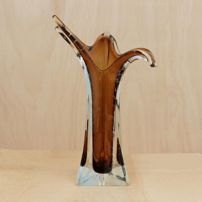 Handblown art glass vase, Earthen Splash