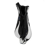 Featured review for Handblown art glass decorative vase, Twisting Black