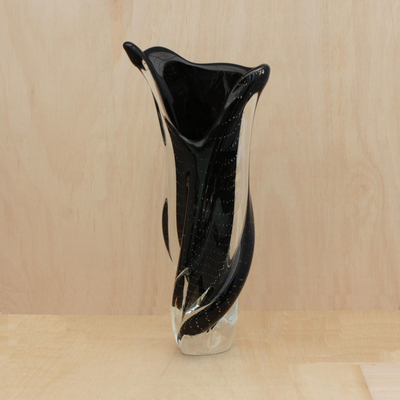 Handgeblasene dekorative Vase aus Kunstglas - Handgeblasene dekorative Vase aus Kunstglas in Schwarz aus Brasilien