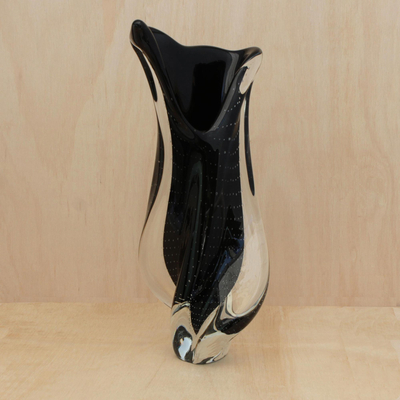 Handgeblasene dekorative Vase aus Kunstglas - Handgeblasene dekorative Vase aus Kunstglas in Schwarz aus Brasilien