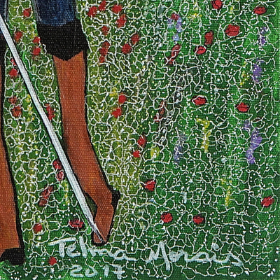'Don Quijote de La Mancha' - Signiertes Naif-Gemälde von Don Quijote und dem unmöglichen Traum