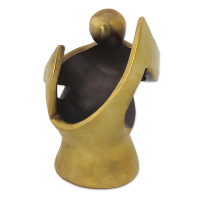 Escultura de bronce, 'Trovador' - Escultura de cantante brasileño en bronce pulido y oxidado