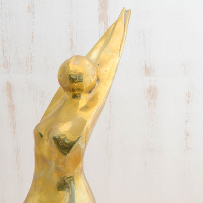 Bronze sculpture, 'Rise' - Polished Bronze Sculpture of Female Figure from Brazil