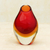 Art glass decorative vase, 'Fiery Droplet' - Red-Orange Murano-Inspired Art Glass Decorative Vase thumbail