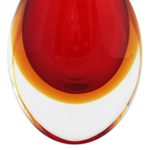 Art glass decorative vase, 'Arrested Flame' - Red-Orange Murano-Inspired Art Glass Decorative Vase