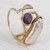 Amethyst and cultured pearl cocktail ring, 'Bold Duo' - Amethyst and Cultured Pearl Gold Ring