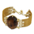 Vergoldetes Tigerauge und goldenes Gras-Anhänger-Armband, 'Tiger Fire'. - Armband mit Tigerauge und goldenem Gras-Armband
