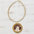 Statement-Halskette mit vergoldetem Sonnenstein und goldenem Gras - Kreisförmige Statement-Halskette mit Sonnensteinbaum und goldenem Gras