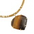 Gold plated tiger's eye and golden grass statement necklace, 'Smolder' - Tiger's Eye Pendant with Golden Grass Cord Necklace (image 2d) thumbail