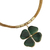 Gold plated quartz and golden grass statement necklace, 'Fortune Found' - Green Quartz Clover Pendant with Golden Grass Cord Necklace (image 2d) thumbail