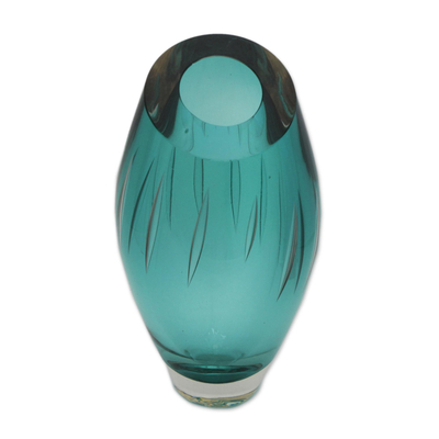 Dekorative Vase aus Kunstglas, 'Amazon Dream'. - Brasilianische handwerklich hergestellte grüne Murano-inspirierte Kunstglasvase