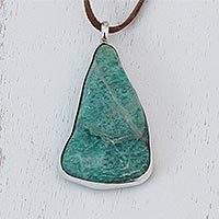 Amazonite pendant necklace, 'Sea Drop'