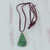 Amazonite pendant necklace, 'Sea Drop' - Amazonite Pendant Necklace with Long Leather Cord (image 2b) thumbail