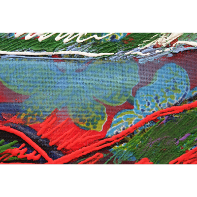 'Sugarloaf Hill in Red' - Expressionistisches Gemälde des Zuckerhuts in Rot aus Brasilien