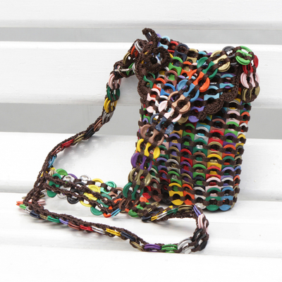 Recycled soda pop-top sling bag, 'Whimsical colours' - Recycled Multicolour aluminium Soda Pop-Top Sling Bag