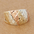 Gold cocktail ring, 'Tricolor Diamonds' - Tricolor 10k Gold Cocktail Ring from Brazil (image 2c) thumbail