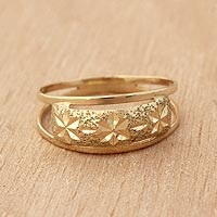 Gold band ring, 'Starry Glisten'