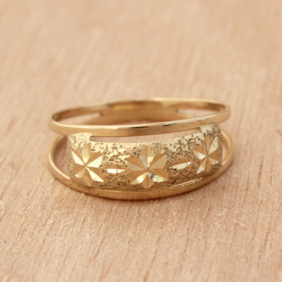 Gold band ring, Starry Glisten