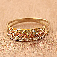 Gold band ring, 'Tricolor Constellation'