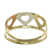 Gold band ring, 'Tricolor Hearts' - Heart Motif 10k Gold Band Ring from Brazil (image 2a) thumbail