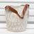 Cotton bucket bag, 'Diamond Crochet in Ivory' - Crocheted Cotton Bucket Bag in Ivory from Brazil thumbail