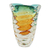 Art glass vase, 'Spiraling Twister' - Hand Blown Amber and Green Art Glass Vase from Brazil