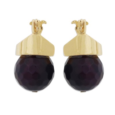 Red Agate Drop Earrings Bathed in 18k Gold from Brazil