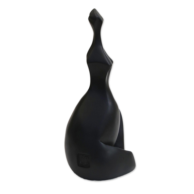 Resin sculpture, 'Sensual Woman' - Black Resin Sculpture of a Woman from Brazil