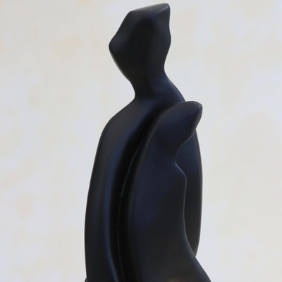Escultura de resina - Escultura abstracta de resina negra de una pareja de Brasil