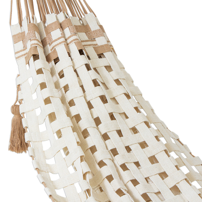 Cotton hammock, 'Comfort Weave' (double) - Handwoven Double Cotton Hammock from Brazil