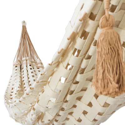 Baumwollhängematte, (doppelt) - Handgewebte Doppelhängematte aus Baumwolle aus Brasilien