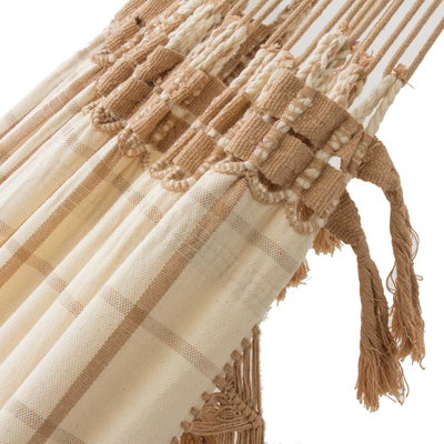 Cotton hammock, 'Solitary Pleasure' (single) - Handwoven Striped Single Cotton Hammock from Brazil