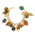 Gold-plated golden grass and agate charm bracelet, 'In Luck' - Gold Plated Charm Bracelet with Agates and Golden Grass (image 2d) thumbail