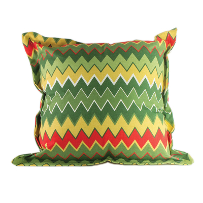 Cotton cushion cover, 'Colorful Zigzag' - Zigzag Motif Cotton Cushion Cover from Brazil