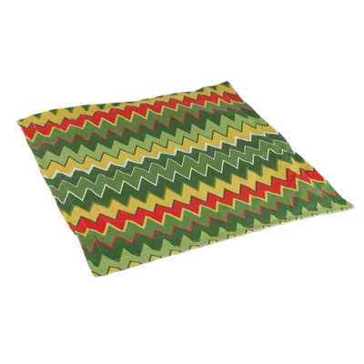 Cotton cushion cover, 'Colorful Zigzag' - Zigzag Motif Cotton Cushion Cover from Brazil