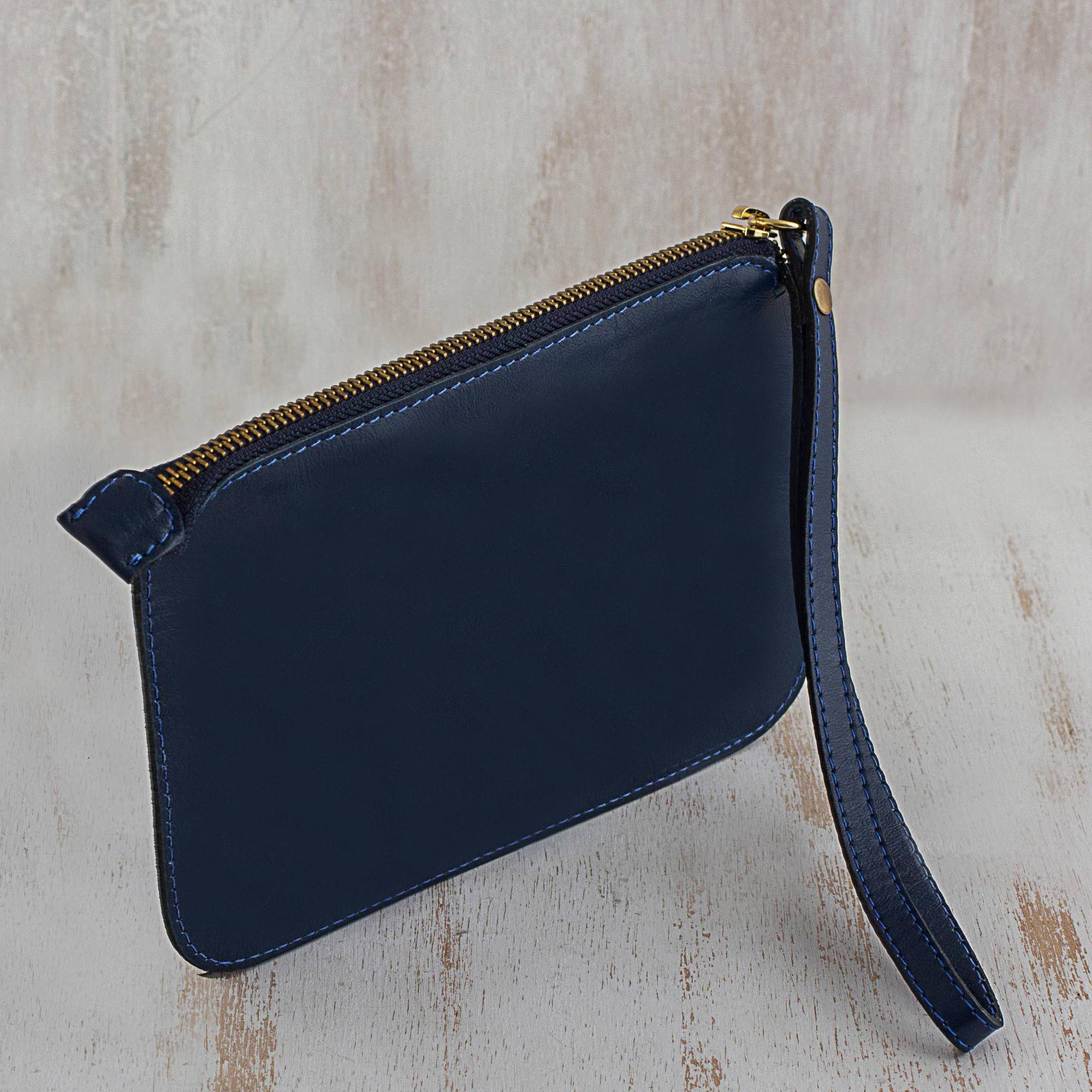 navy wristlet bag