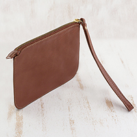 Leather wristlet, 'Well Spent in Chestnut'