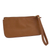 Leather wristlet, 'Well Spent in Sepia' - Handmade Brazilian Leather Wristlet in Sepia Brown