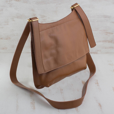 Leather messenger bag, 'Rio Adventure in Burnt Sienna' - Handcrafted Brown Leather Messenger Bag from Brazil