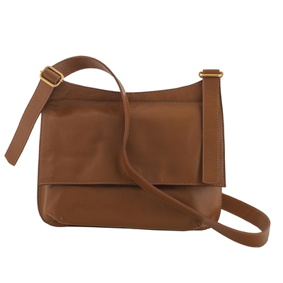 Leather messenger bag, 'Rio Adventure in Burnt Sienna' - Handcrafted Brown Leather Messenger Bag from Brazil
