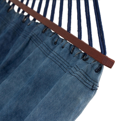 Denim hammock, 'Beach Jeans' (double) - Cotton Denim Hammock in Blue from Brazil (Double)