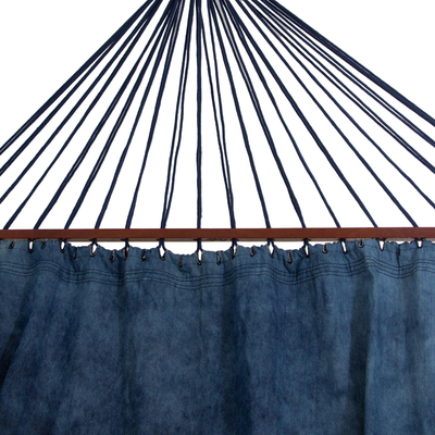 Denim hammock, 'Beach Jeans' (double) - Cotton Denim Hammock in Blue from Brazil (Double)